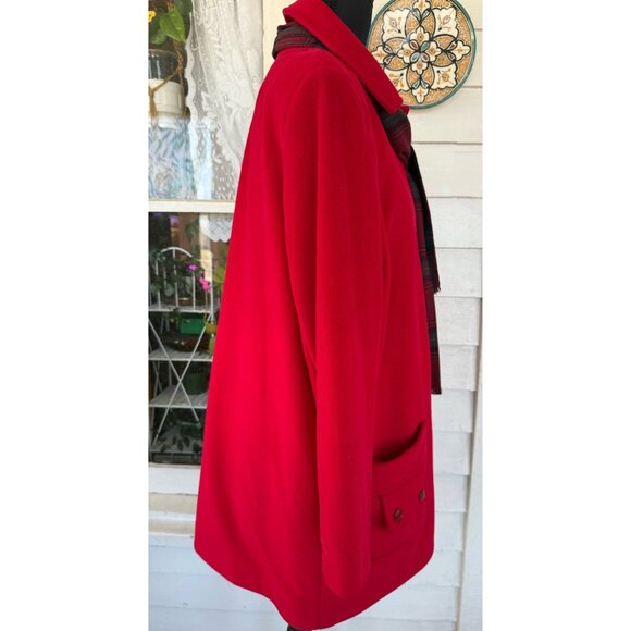 Vintage 80's Veloura Fleece Red Womens Jackect Coat With Scarf Sz 12 - Picture 3 of 14